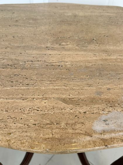 โต๊ะข้าง สไตล์วินเทจ ท็อปหินอ่อนสีน้ำตาล โครงขาไม้จริงแกะสลัก รูปที่ 5