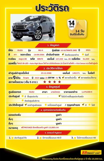 Isuzu MU-X 2021 3.0 Ultimate AT 2WD Utility-car ดีเซล ไม่ติดแก๊ส เกียร์อัตโนมัติ เทา รูปที่ 2