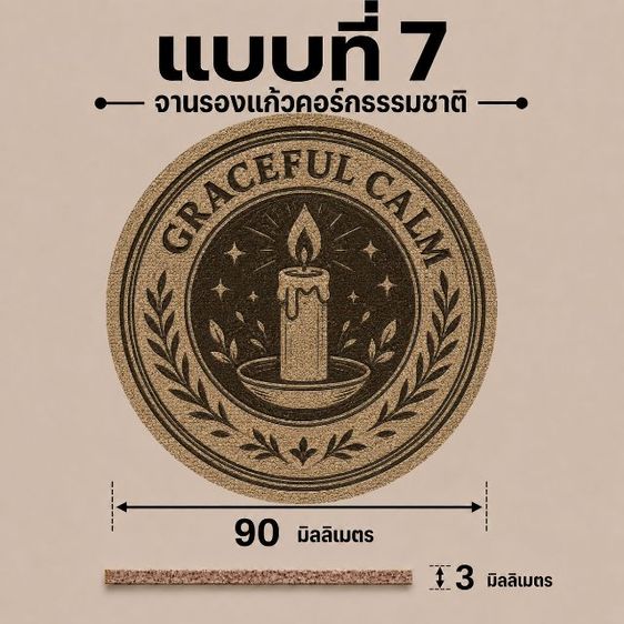 จานรองแก้วไม้คอร์ก(แบบที่1-10)❤️Amax Art รูปที่ 10