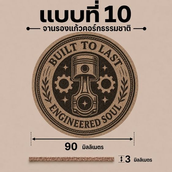 จานรองแก้วไม้คอร์ก(แบบที่1-10)❤️Amax Art รูปที่ 13