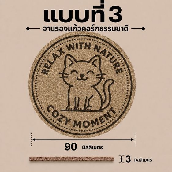 จานรองแก้วไม้คอร์ก(แบบที่1-10)❤️Amax Art รูปที่ 6