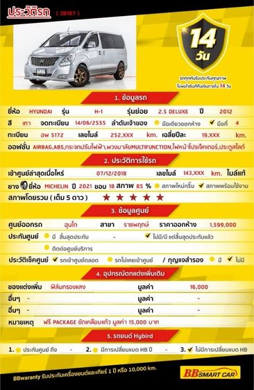 Hyundai H-1 2012 2.5 Deluxe Utility-car ดีเซล ไม่ติดแก๊ส เกียร์อัตโนมัติ เทา รูปที่ 2