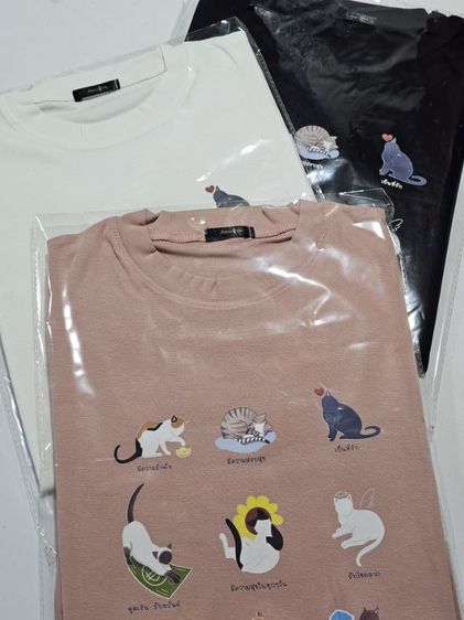 เสื้อยืด "แมวเตลู"สีชมพู คอลเลคชั่น แมวมงคล ออกแบบลายพิเศษ ผ้านิ่ม ใส่สบาย รูปที่ 7