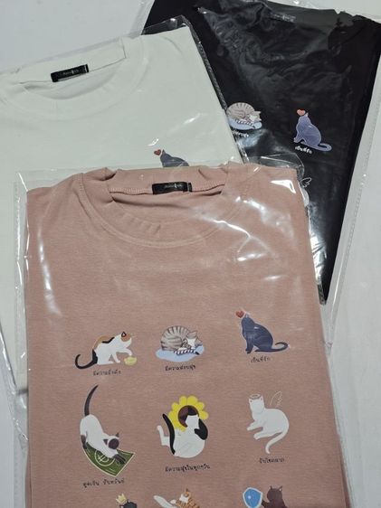 เสื้อยืด "แมวเตลู"สีชมพู คอลเลคชั่น แมวมงคล ออกแบบลายพิเศษ ผ้านิ่ม ใส่สบาย รูปที่ 6