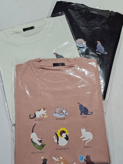 เสื้อยืด "แมวเตลู"สีชมพู คอลเลคชั่น แมวมงคล ออกแบบลายพิเศษ ผ้านิ่ม ใส่สบาย รูปที่ 5