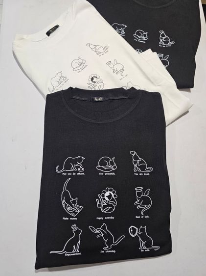 เสื้อยืด "แมวเตลู"สีดำ คอลเลคชั่น แมวมงคล ออกแบบลายพิเศษ ผ้านิ่ม ใส่สบาย รูปที่ 3