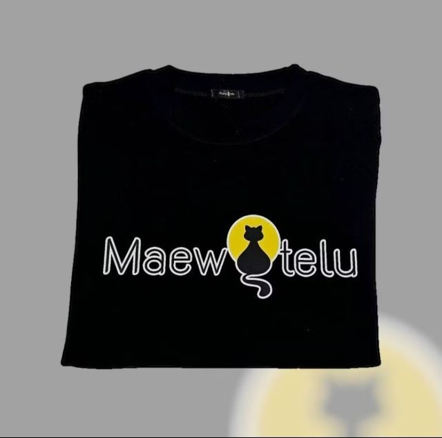 แขนสั้น M เสื้อทีเชิ้ต อื่นๆ เสื้อยืด "แมวเตลู"สีดำ คอลเลคชั่น แมวมงคล ออกแบบพิเศษ ผ้านิ่ม ใส่สบาย ลายน่ารักมาก
