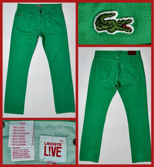 เขียว ⚠️รุ่นใหม่‼️กางเกงยีนส์ LACOSTE ของแท้ สีสดใส