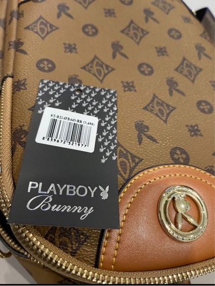 หญิง น้ำตาล หนัง PU Playboy กระเป๋าเป้ Play Boy Bunny 