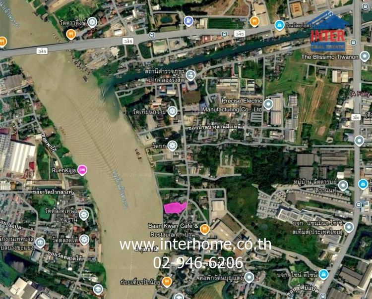 ที่ดินเปล่า 1463.9 ตร.ว. ที่ดินติดแม่น้ำเจ้าพระยา เมืองปทุมธานี ใกล้วัดเทียนถวาย ถนนบางบัวทอง-บางพูน(เส้น345) เมืองปทุมธานี ปทุมธานี รูปที่ 2