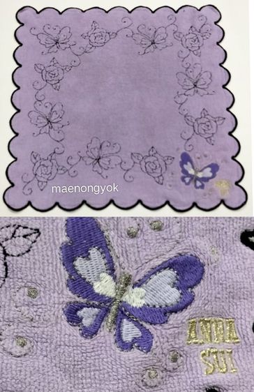 ผ้าเช็ดหน้าแบรนด์ anna sui สินค้ามือสองผ่านการซักเรียบร้อย รูปที่ 12