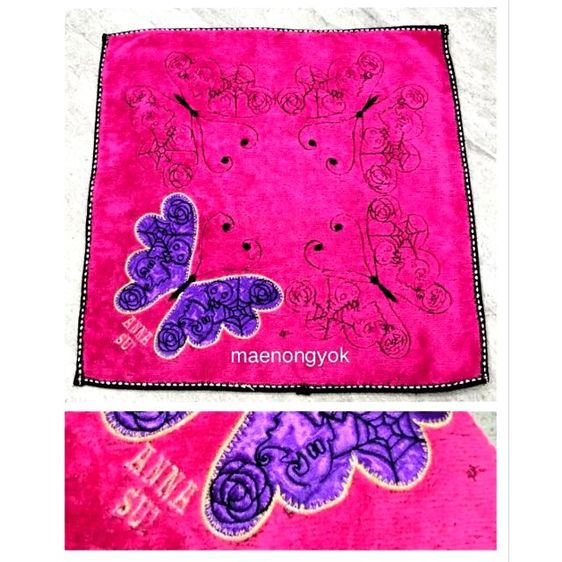 ผ้าเช็ดหน้าแบรนด์ anna sui สินค้ามือสองผ่านการซักเรียบร้อย รูปที่ 8