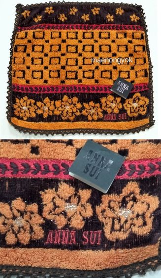 ผ้าเช็ดหน้าแบรนด์ anna sui สินค้ามือสองผ่านการซักเรียบร้อย รูปที่ 5