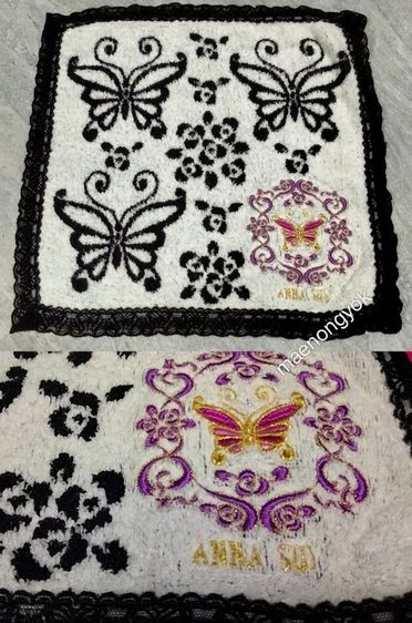 ผ้าเช็ดหน้าแบรนด์ anna sui สินค้ามือสองผ่านการซักเรียบร้อย รูปที่ 3