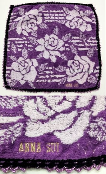 ผ้าเช็ดหน้าแบรนด์ anna sui สินค้ามือสองผ่านการซักเรียบร้อย รูปที่ 6