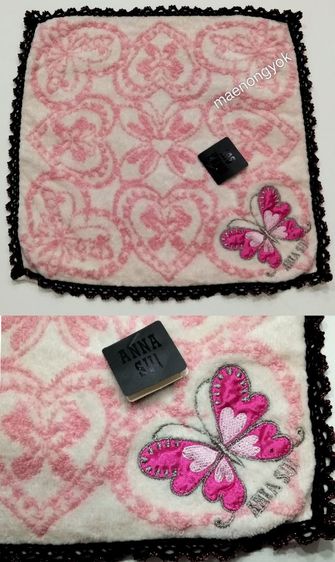 ผ้าเช็ดหน้าแบรนด์ anna sui สินค้ามือสองผ่านการซักเรียบร้อย รูปที่ 4