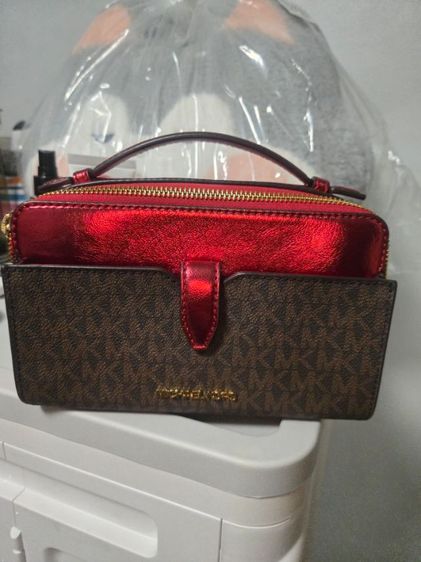 หญิง แดง หนัง PU Michael Kors กระเป๋า MK แท้ 