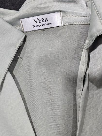 เดรสปกเชิ้ต ผ้าซาติน อก38" งานป้าย VERA รูปที่ 9