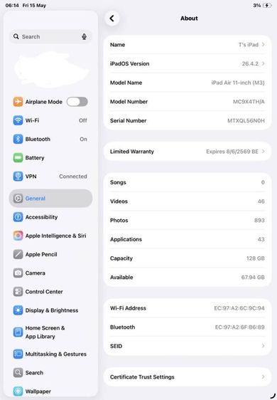 iPad Air M3 128gb wifi รูปที่ 2
