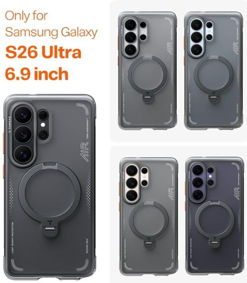 Torras Ostand Spin Q3 Air เคส Galaxy S26 Ultra - Shadow Black แถมฟิล์ม Hydrogel สภาพสวยๆ ใช้น้อย รูปที่ 2