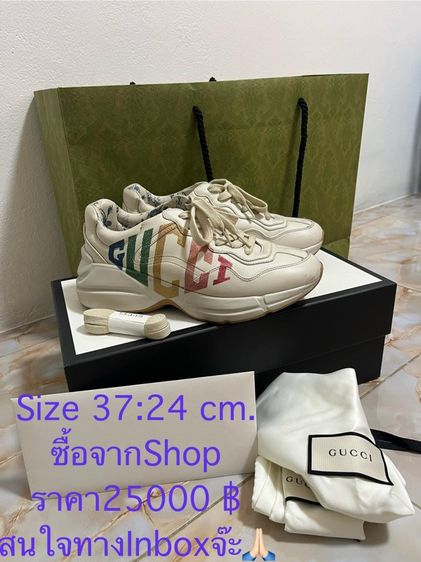 รองเท้าผ้าใบ women’s rhyton glitter gucci sneaker