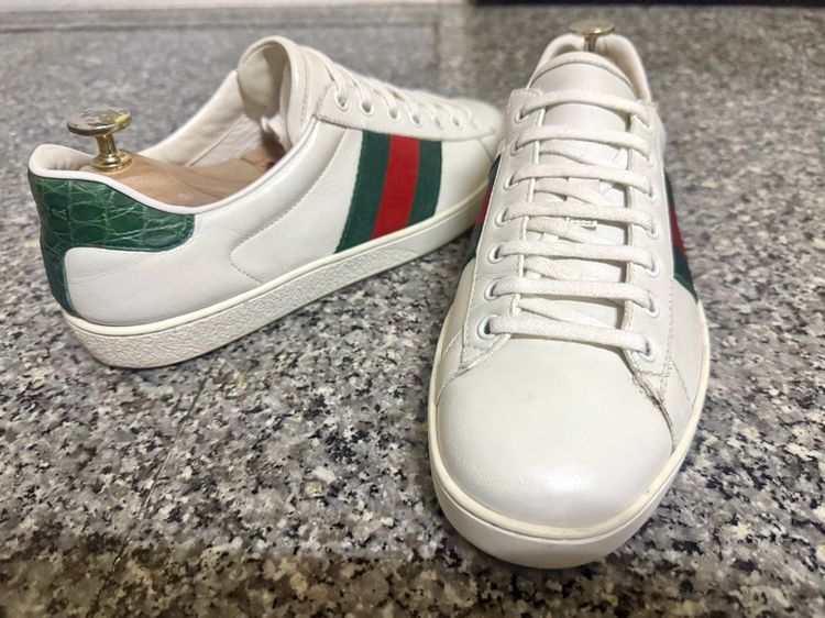 Gucci Ace Classic White Leather Low Top Sneakers เบอร์6.5
