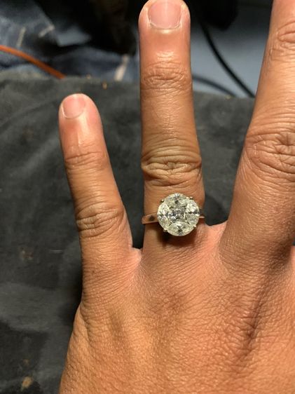 แหวน 925 เงินแท้มือสองประดับเพชร Moissanite marquise princess 2.5 ct size 8 US