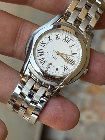 GUCCI 5500M 34 mm White Dial Swiss Quartz Steel Swiss Watch รูปที่ 9