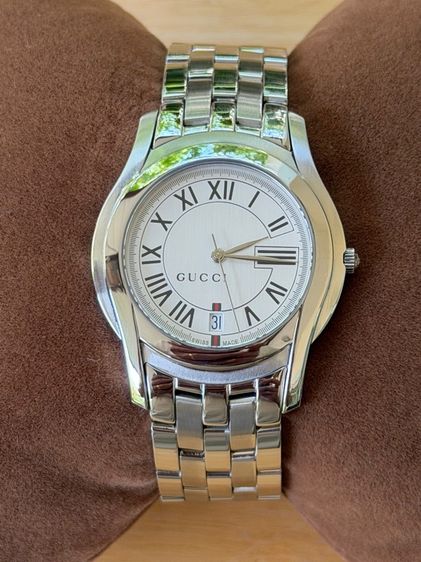 GUCCI 5500M 34 mm White Dial Swiss Quartz Steel Swiss Watch รูปที่ 15