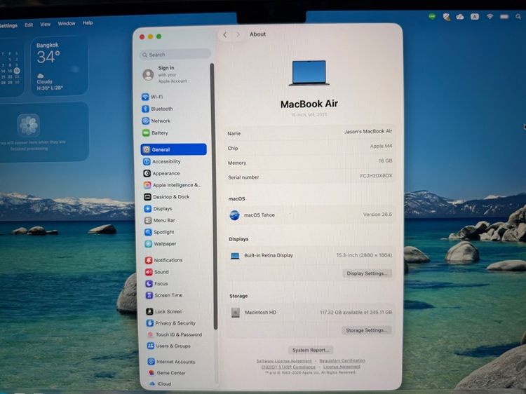 (ขายแล้ว)Macbook Air 15 M4 Ram16 256GB แบต 100 รูปที่ 6