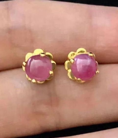 ต่างหูทับทิมแท้ทอง 18k