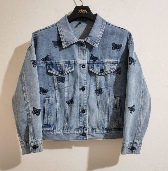 เสื้อแจ็คเก็ตยีนส์ปักลายผีเสื้อ รูปที่ 5