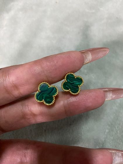 จิวเวอรี่ ต่างหู VCA หิน Malachite แท้💯
