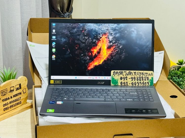 Acer Aspire5 Core i7 Gen12 ,Ram 8G , M.2 Pcle 512G จอ15.6" Full HD  คีย์บอร์ดไฟ เล่นเกม ทำงานเขียนแบบ ตัดต่อวีดีโอ นักเรียน นักศึกษา 