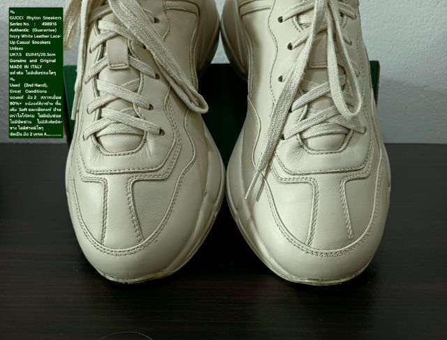 GUCCI Rhyton Sneakers, Unisex 7.5UK 41EU(26.5cm) Original MADE IN ITALY ของแท้ มือ 2 สภาพเยี่ยม,รองเท้า GUCCI หนังแท้ พื้นเต็ม ตำหนิเล็กน้อย รูปที่ 5