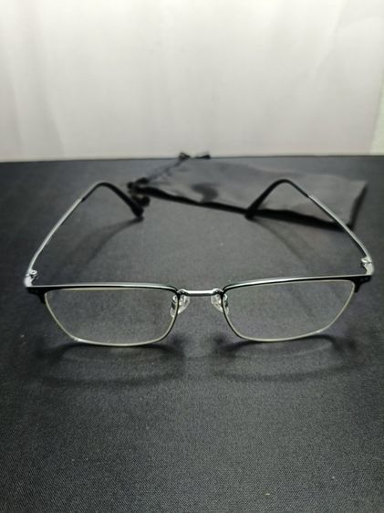 กรอบแว่นตา PERCY แท้ วัสดุ Titanium รุ่น B-90051 สีเงิน-ดำ ครึ่งกรอบ สภาพดี รูปที่ 4