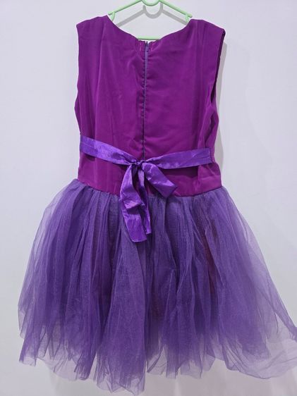 ชุดเดรสเด็กคอกลมแขนกุดสีม่วง (มือ 2) D0035 รูปที่ 2