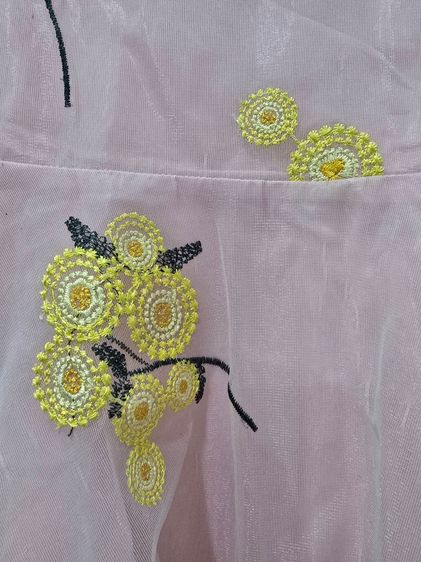 ชุดเดรสเด็กผ้าชีฟองคอกลมแขนกุดสีชมพู ไซส์ 150 (มือ 2) D0023 รูปที่ 3