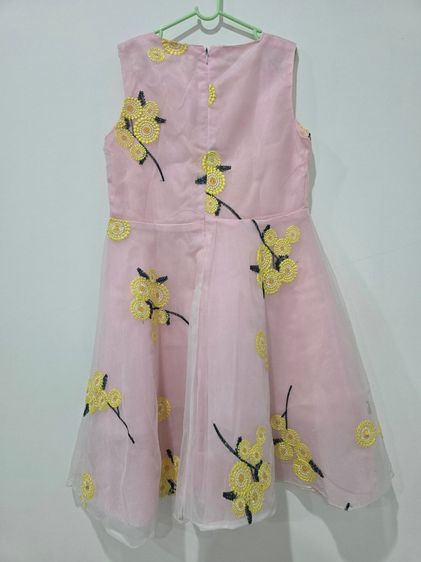 ชุดเดรสเด็กผ้าชีฟองคอกลมแขนกุดสีชมพู ไซส์ 150 (มือ 2) D0023 รูปที่ 2