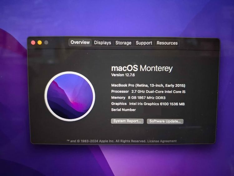 MacBook Pro (Retina, 13-Inch Early 2015) Intel Core i5 Ram8GB SSD 128GB Keyboard EN-JP สภาพสวย รูปที่ 2