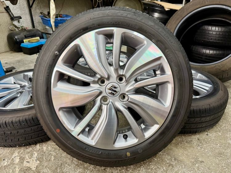 16" ล้อแม็ก SUZUKI SWIFT ขอบ 16” ถอดป้ายแดง ยาง BRIDGESTONE 185-55R16 ปลายปี 24 รถออกปี 26 สีเส้นตุ่มหน้ายางยังอยู่ครบ