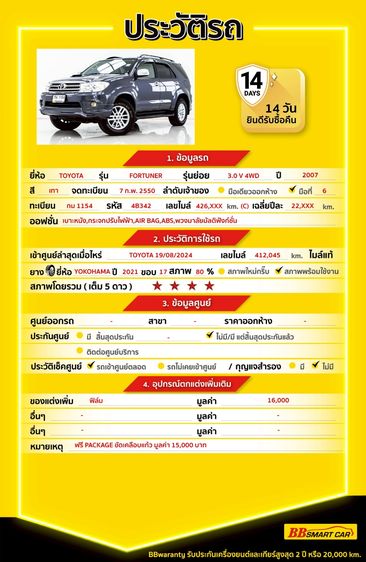 Toyota Fortuner 2007 3.0 V 4WD Utility-car ดีเซล ไม่ติดแก๊ส เกียร์อัตโนมัติ เทา รูปที่ 2