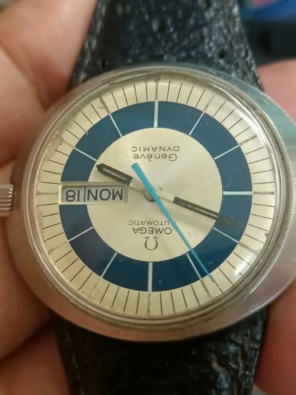 Vintage Omega Geneve Dynamic Day-Date Automatic Swiss Made 1970่s ทรงจานบินใข่ขวาง เดินปรกติ ขนาด 41-42มม.รวมมะยม.พร้อมสายหนังหัวบั้คเคิลแท้ รูปที่ 8