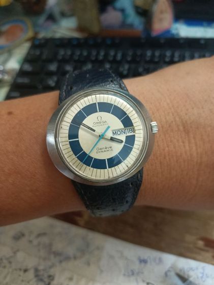 Vintage Omega Geneve Dynamic Day-Date Automatic Swiss Made 1970่s ทรงจานบินใข่ขวาง เดินปรกติ ขนาด 41-42มม.รวมมะยม.พร้อมสายหนังหัวบั้คเคิลแท้ รูปที่ 10