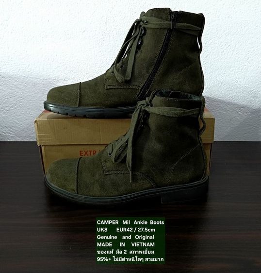 CAMPER MIL Boots, Men's 8UK 42EU(27.5cm) Original ของแท้ มือ 2 สภาพใกล้เคียงของใหม่, รองเท้า CAMPER หนังแท้ พื้นเต็ม Soft และเชือกแท้ สวยมาก รูปที่ 16