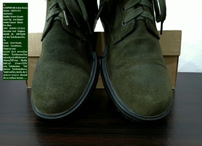 CAMPER MIL Boots, Men's 8UK 42EU(27.5cm) Original ของแท้ มือ 2 สภาพใกล้เคียงของใหม่, รองเท้า CAMPER หนังแท้ พื้นเต็ม Soft และเชือกแท้ สวยมาก รูปที่ 7