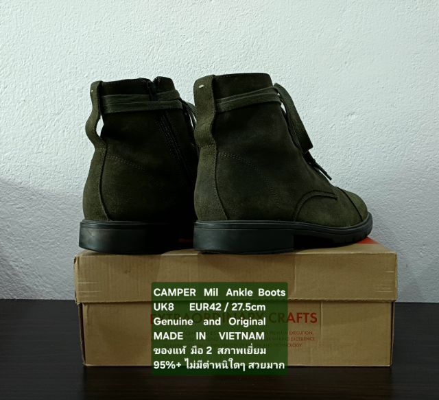 CAMPER MIL Boots, Men's 8UK 42EU(27.5cm) Original ของแท้ มือ 2 สภาพใกล้เคียงของใหม่, รองเท้า CAMPER หนังแท้ พื้นเต็ม Soft และเชือกแท้ สวยมาก รูปที่ 14