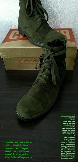 CAMPER MIL Boots, Men's 8UK 42EU(27.5cm) Original ของแท้ มือ 2 สภาพใกล้เคียงของใหม่, รองเท้า CAMPER หนังแท้ พื้นเต็ม Soft และเชือกแท้ สวยมาก รูปที่ 2