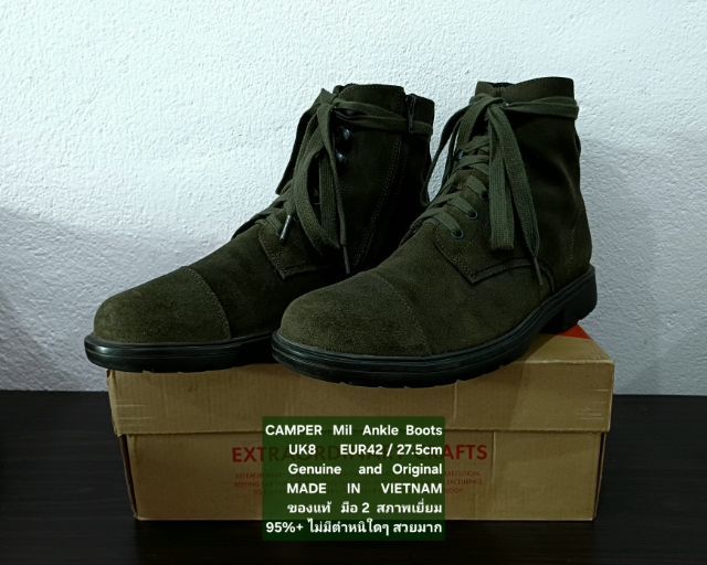 CAMPER MIL Boots, Men's 8UK 42EU(27.5cm) Original ของแท้ มือ 2 สภาพใกล้เคียงของใหม่, รองเท้า CAMPER หนังแท้ พื้นเต็ม Soft และเชือกแท้ สวยมาก รูปที่ 5