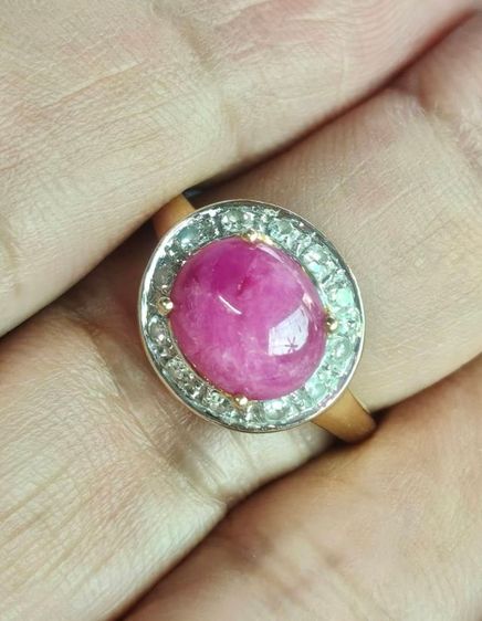 แหวนทับทิมล้อมเพชรแท้ทอง 14k